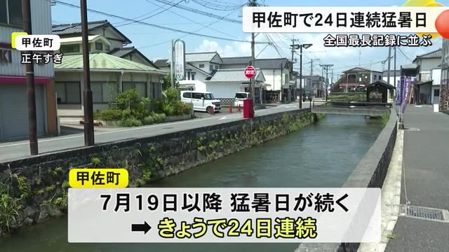 甲佐町で２４日連続猛暑日　全国最長記録に並ぶ【熊本】