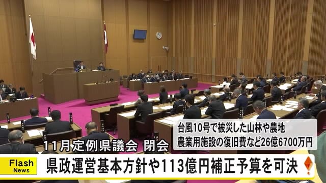 熊本県議会が閉会　県政基本方針や１１３億円の補正予算案など可決【熊本】